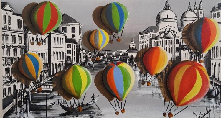 Fico. 4 -Palloncini a Venice, acrilico su tela, Rosangela Vig.