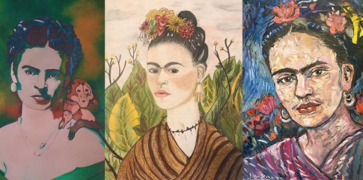 Museu Frida Kahlo, Obras de Ana Bittar, Esther Poroger e João Ribeiro, respectivamente - destaque. Divulgação.